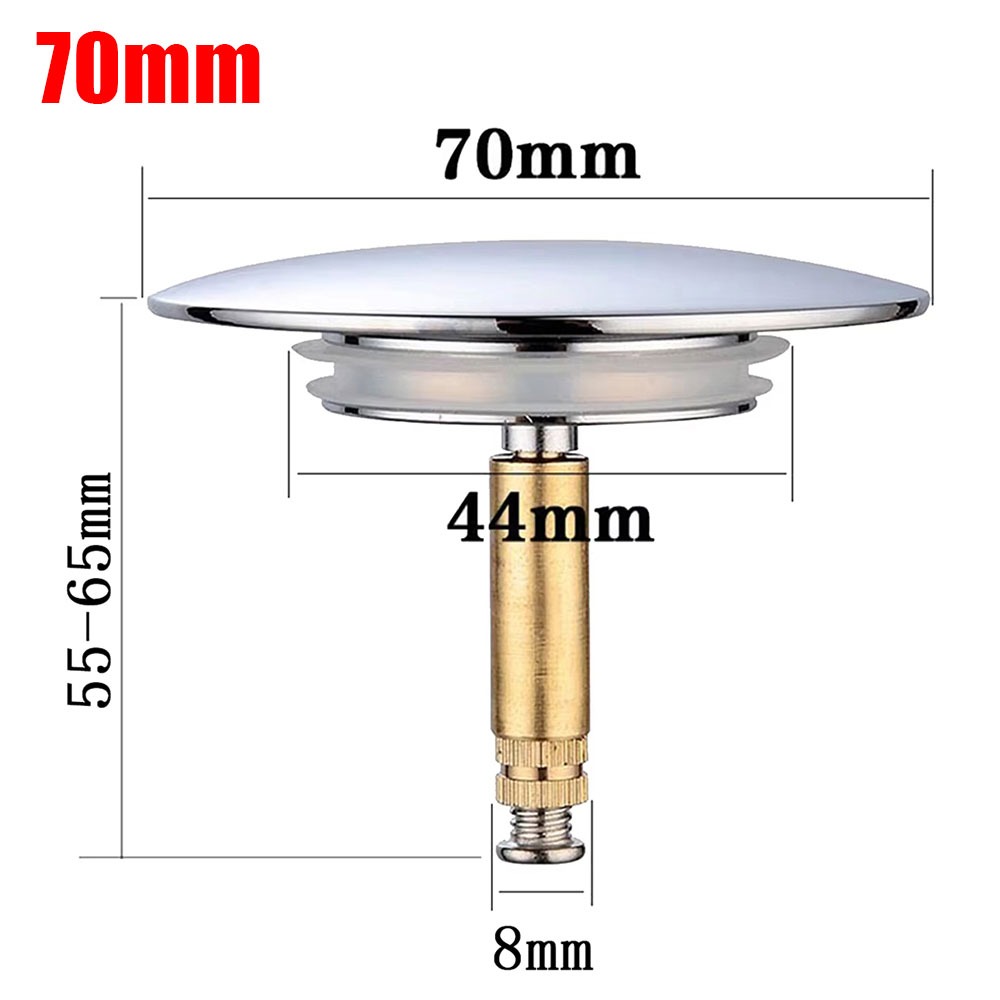 70mm Bathtub Plug Adjustable Bath Stopper Bathroom Tub Drain Filter Brass Pop Up Waste Stopper Strainer Accessory Only Flat Seal: Default Title