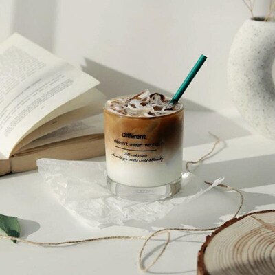 Cutelife koreansk stil ins kaffekopp glass kaldt vann kopp milkshake glass er amerikansk latte glass brus kopp drikkeskudd glass: misligholde tittel