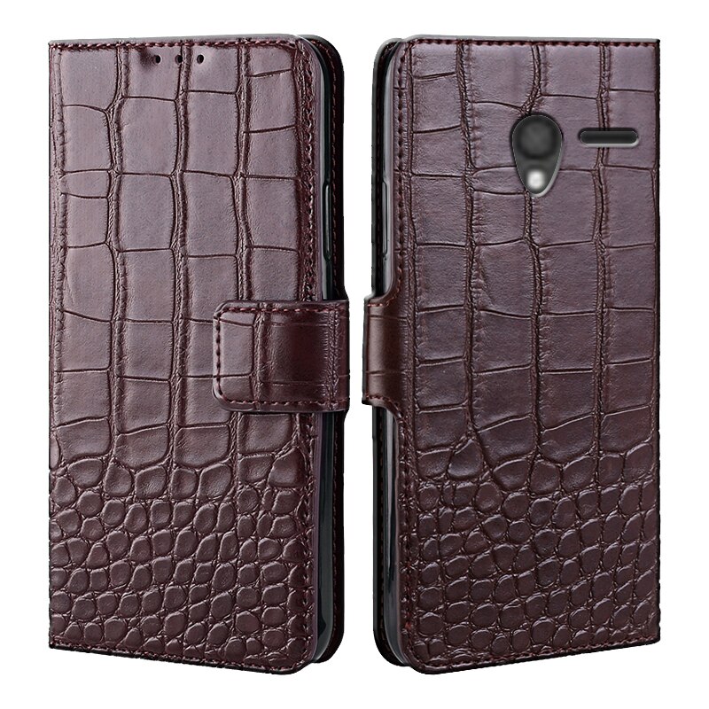 Business Magnetic Leather Flip Stand Phone Case for Alcatel One Touch Pixi 3 4.5 4G Version 5017D 5019D 4027D Wallet Cover: Pixi 3 5019D 4.5inch / 6Brown