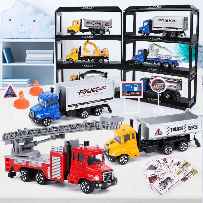 CHILDREN'S Toy 1:64 Alloy Car Model Engineering Police Series Model Colorful Box Packaging