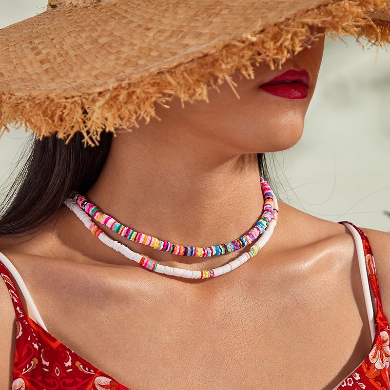Bohemia stil små beaded halskæder til kvinder boho etnisk flerfarvet kort choker charme halskæde cool hals smykker tilbehør