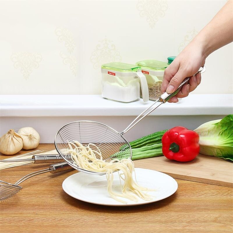 Escurridor sólido para freír patatas fritas, cucharón de acero inoxidable, utensilio de cocina