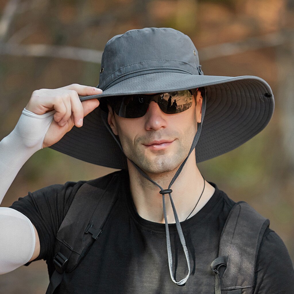 Men Large Wide Brim Hats Waterproof Hat Camping Plus Size Bucket Hat Breathable Sun Protection Cap Summer Outdoors Fisherman Hat: Dark Gray
