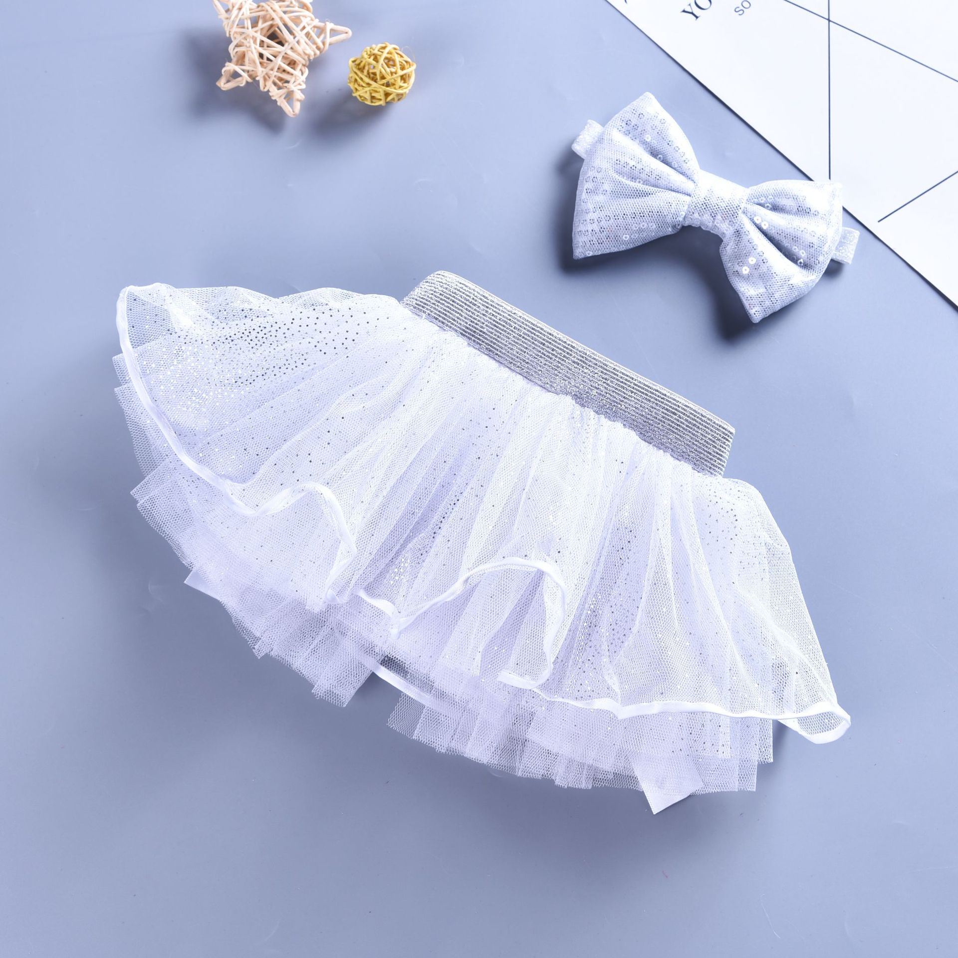 Baby Meisjes Tutu Rok Witte Kleur Doop Kleding Pluizige Rok Peuter Meisjes Kinderkleding Baby Kleding: L 3-5T