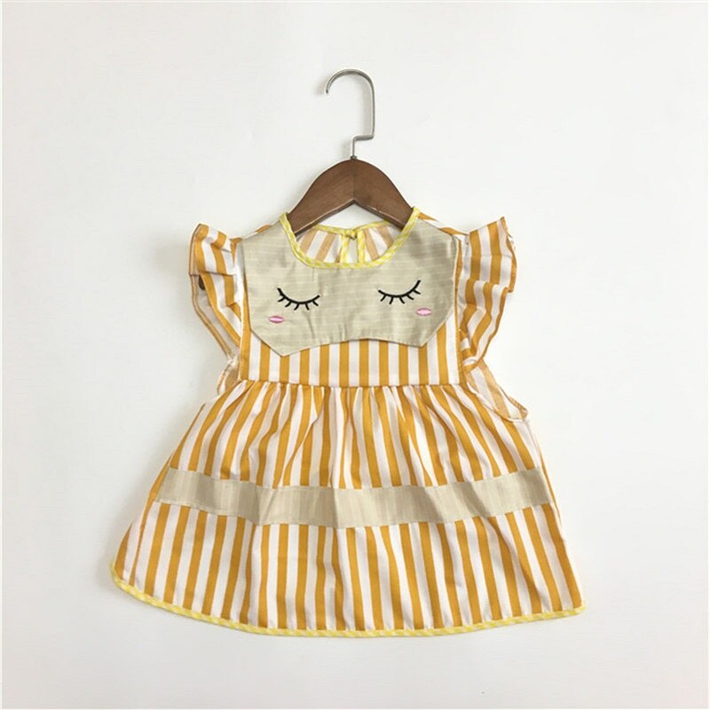Baby-lätzchen Baby Mädchen Fütterung Kleidung Kindergarten Essen Kleidung Striped Mädchen Prinzessin Kleid