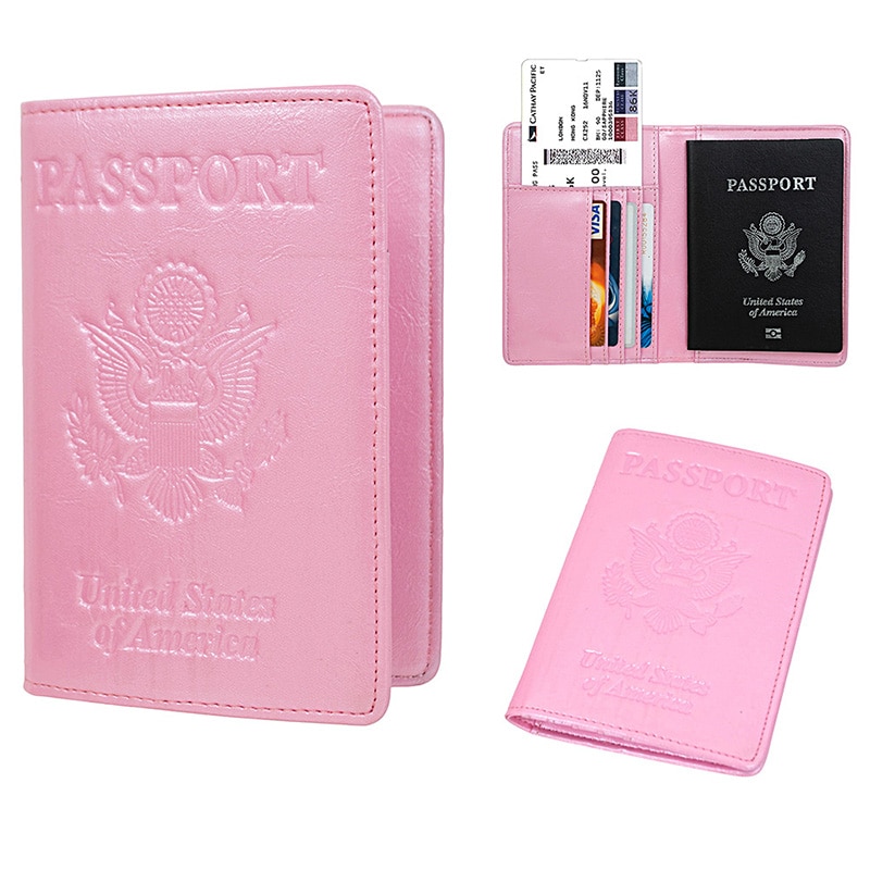 Funda para pasaporte de cuero sintético para hombre y mujer, organizador de tarjetas de identificación, sólido, para documentos de viaje, de 612 a 60