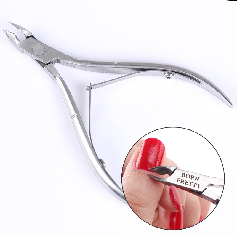 BORN PRETTY 3Pcs Stainless Steel Nail Cuticle Pusher Spoon Remover Cutter Nipper Clipper Nail Scissors Nail Art Tools
