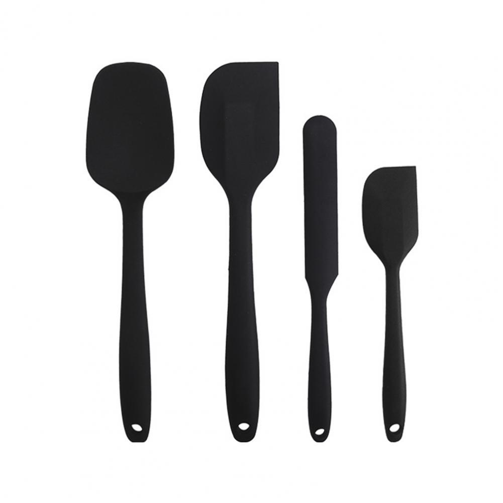 Spatule à mélanger Flexible, durable, excellente sans BPA, grattoir pratique, tourne-spatule, pour la maison, 4 pièces: Black