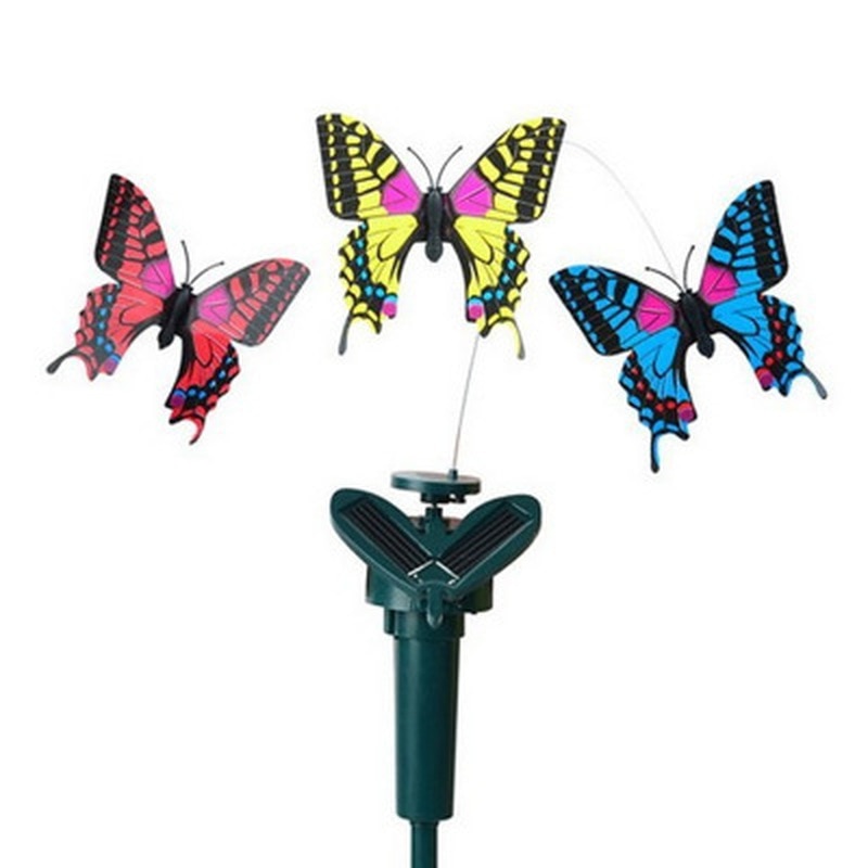Vibration Solar Power Dancing Flying Fluttering Butterflies Hummingbird Garden Decorative Stake