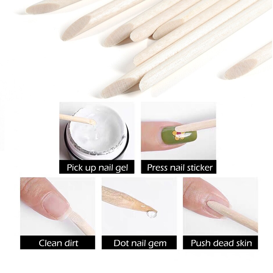 10/30/50/100pcs Bois Baguettes D&#39;orange Ongles Cuticule Poussoir Retrait Parsemant Gemme Outil De Manucure Pédicure Ongles Ensemble de Bâtonnets De NT709