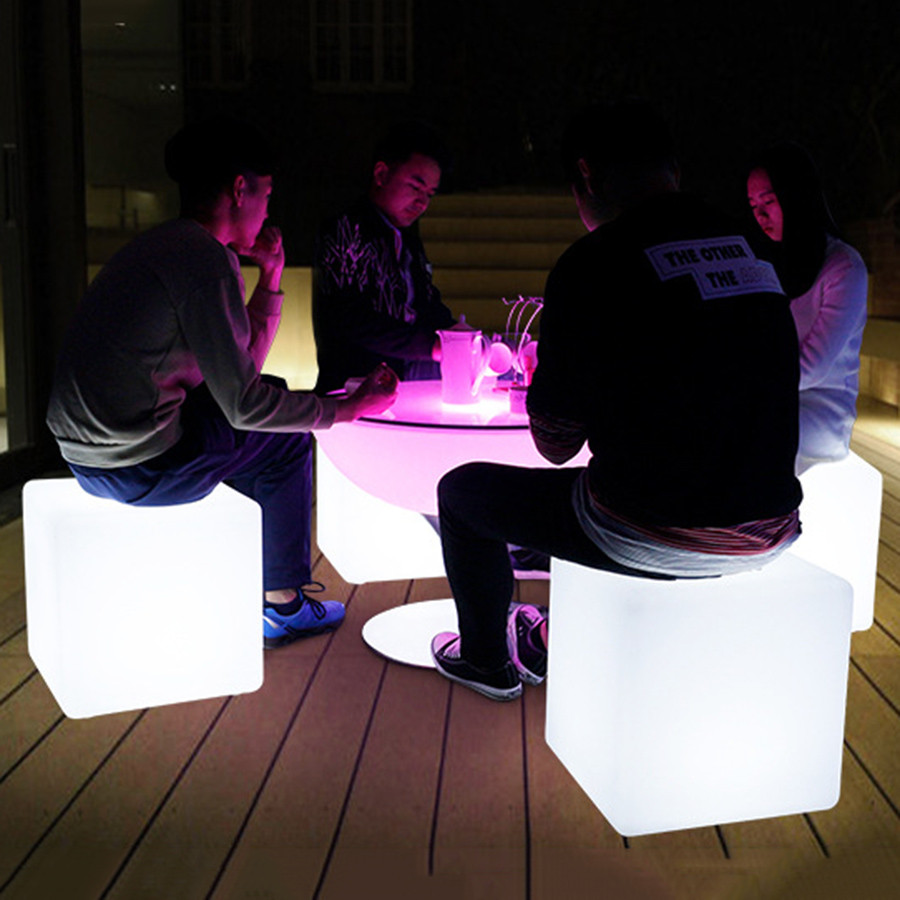 Thrisdar rgb genopladelig terning led natlys lamper udendørs belyste møbler terning stol bar ktv pub plastborde lys