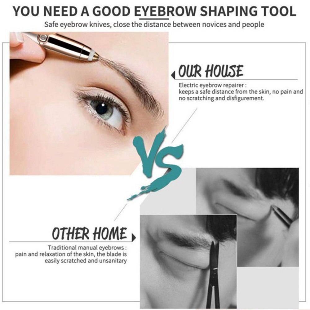 Elektrisk øjenbrynstrimmer makeup smertefri øjenbrynsepilator til kvinder mini shaver barbermaskiner bærbar ansigtshårfjerner