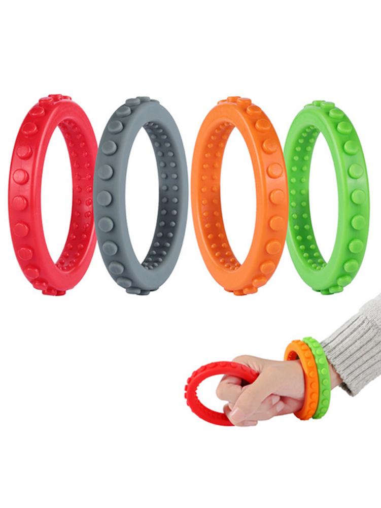 4Pcs Kinderen Siliconen Armbanden Bijtringen Kinderen Siliconen Armbanden Bijtringen Baby Chew Speelgoed Molaire Ringen Baby Molaire Speelgoed