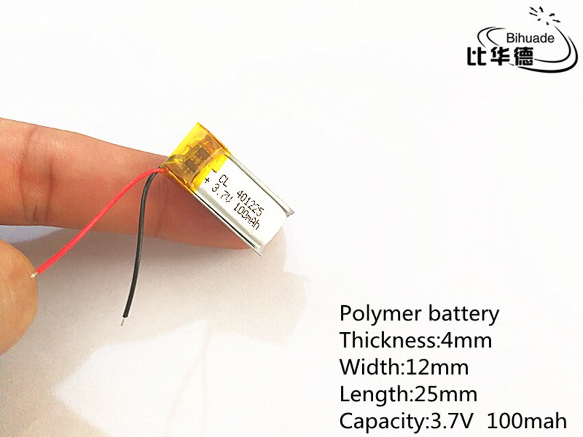 10 stks/partij 3.7 V 100 mAh 401225 Lithium Polymer LiPo Oplaadbare Batterij li ion Voor Mp3 PAD