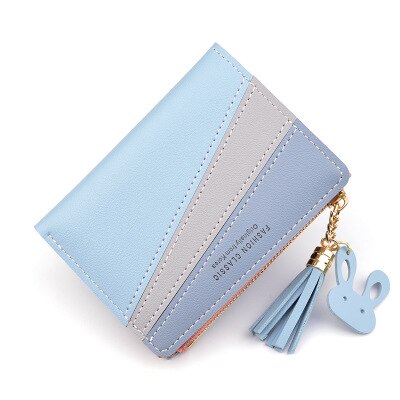 Geometria retalhos borla carteira feminina zíper curto grande capacidade moeda bolsa casual breve titular do cartão bolso moda saco de embreagem