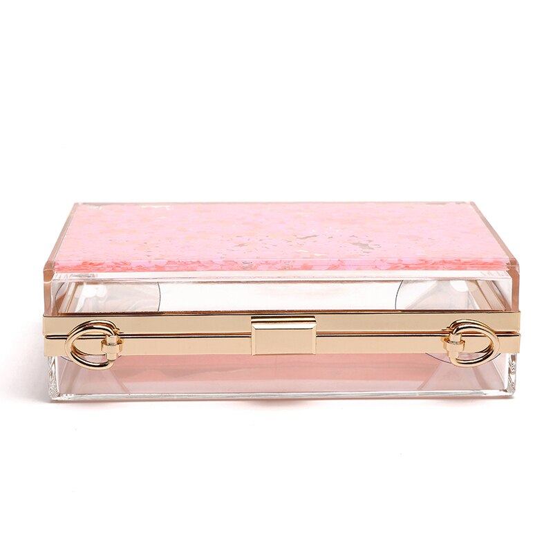 Roze Transparant Acryl Vrouwelijke Koppeling Chain 4 Kleur Clear Avondtasje Vrouwen Messenger Bag Doos Schoudertas