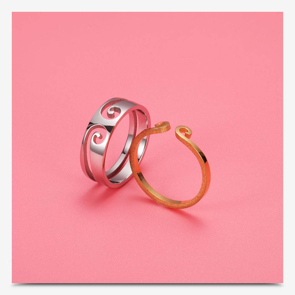 Besonderes Ring-einstellen aus Gold und edelstahl, romantischer 2 in-in -1 -Ring für paare, affenkönig-liebhaber, hochzeitsschmuck