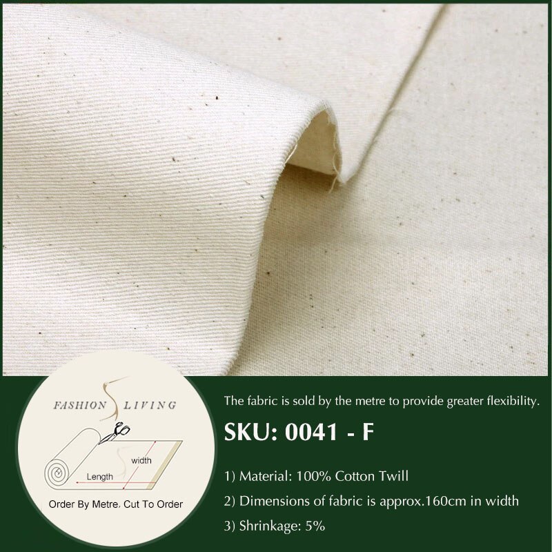 Vintage Solid Cotton Lining Fabric Plain White Cotton Fabric Texture Cotton Polyester Blend Fabric By the meter: F (160cm Wide Twill)