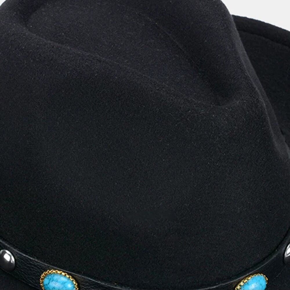 Autumn Winter Jazz Fedora Sunhat Men Women Felt Hats Belt Band Western Cowboy Hat Black Trilby Bowler Hat for Unisex Gorra