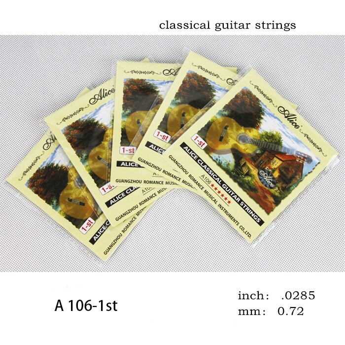 Guitarra Clásica de nailon, 1 cuerda (E-1st 0.285 pulgadas), extremo de corbata de nailon transparente, no juego de cuerdas, 10 piezas