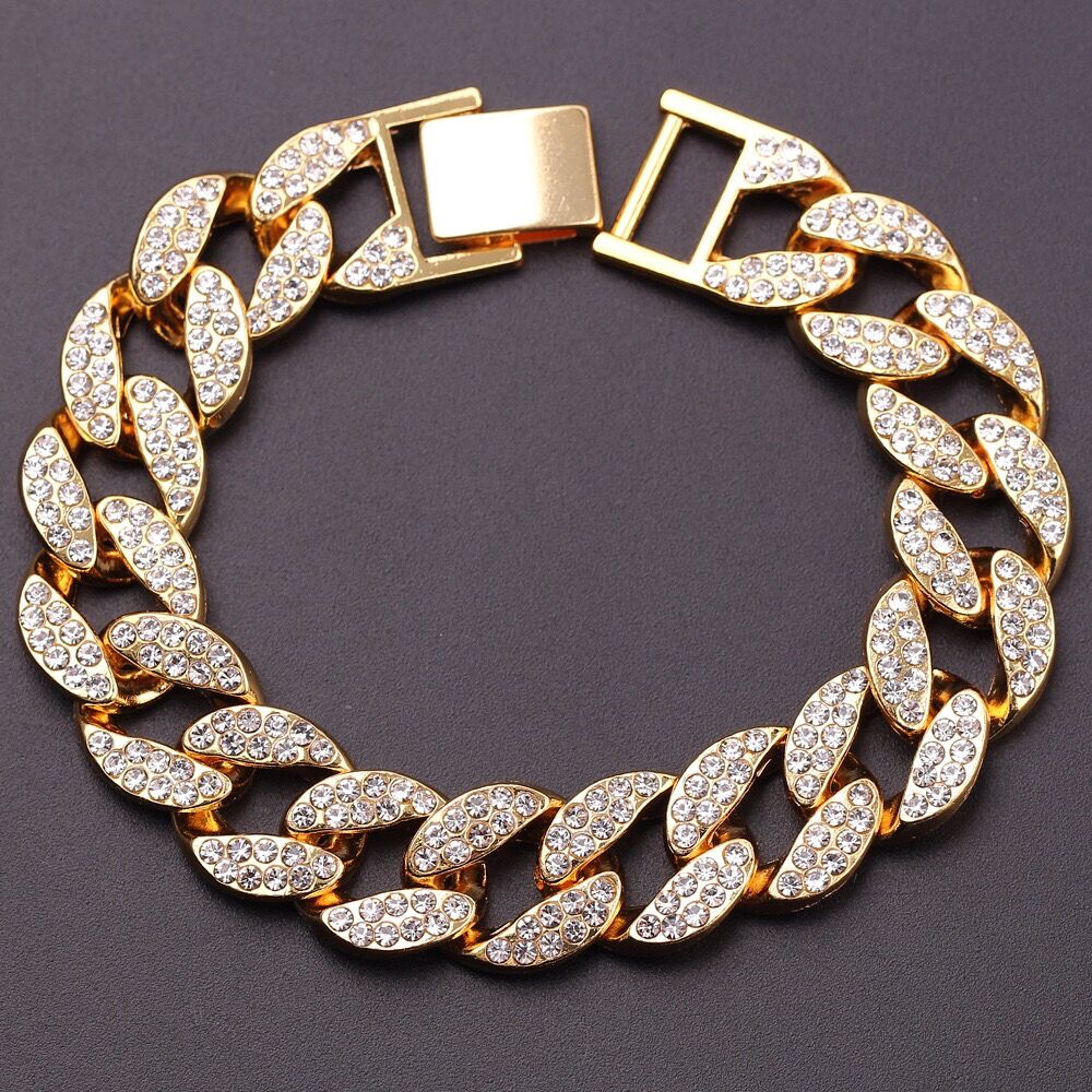 Bracelet de strass de de bijoux de Hip hop de chaîne de collier cubain glacé