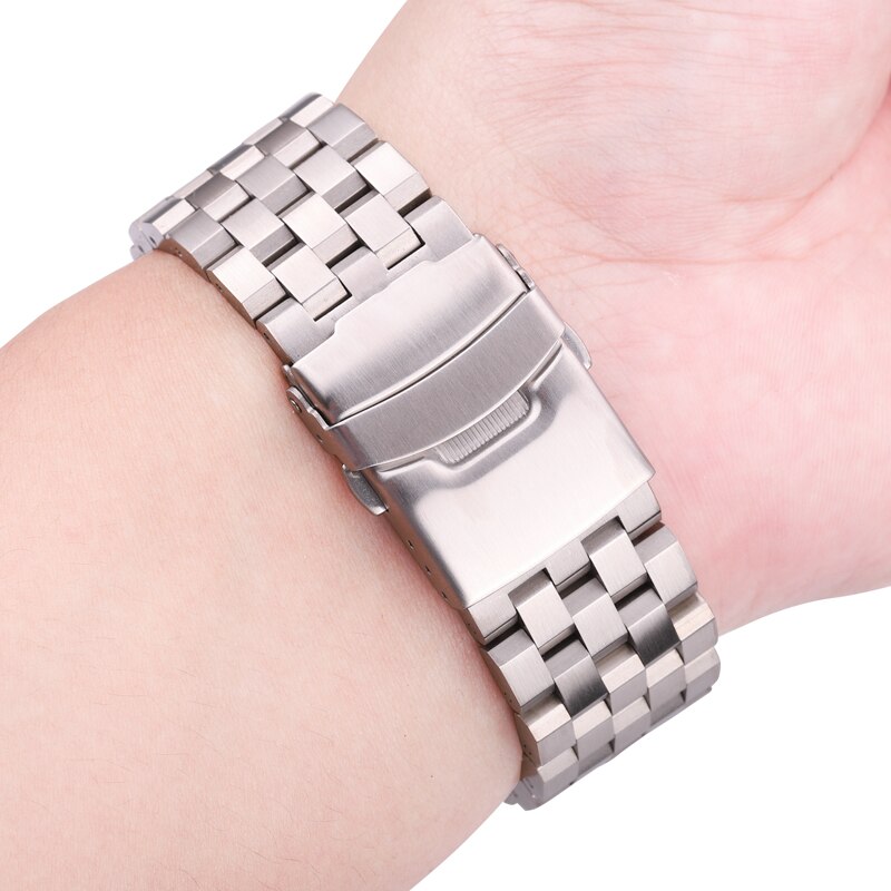 Solid Stainless Steel Watch Strap Bracelet 18mm 20mm 22mm 24mm Women Men Silver Brushed Metal Watchband Accessories