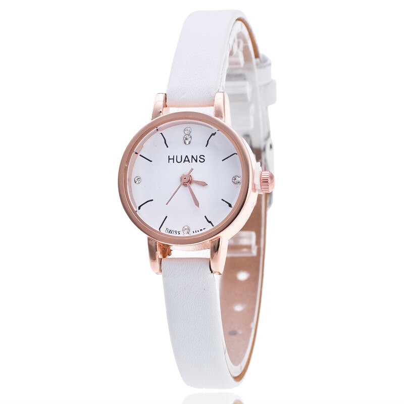 Damklocka dam enkel tunn läderrem kvartsklocka damarmbandsur relogio feminino montre relogio feminino mujer: H