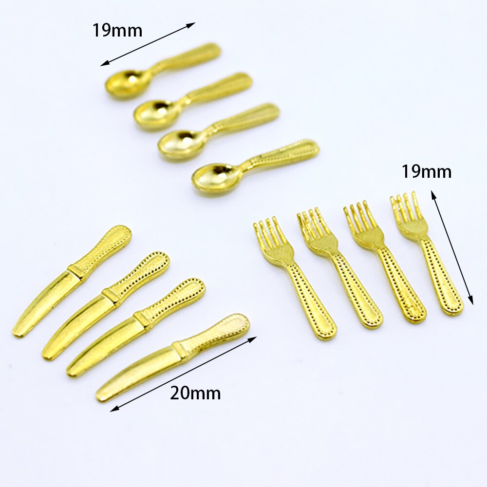 12Pcs 1/12 accessori in miniatura per casa delle bambole Mini stoviglie simulazione coltello da cucina forchetta zuppa cucchiaio giocattoli per la decorazione della casa delle bambole: D