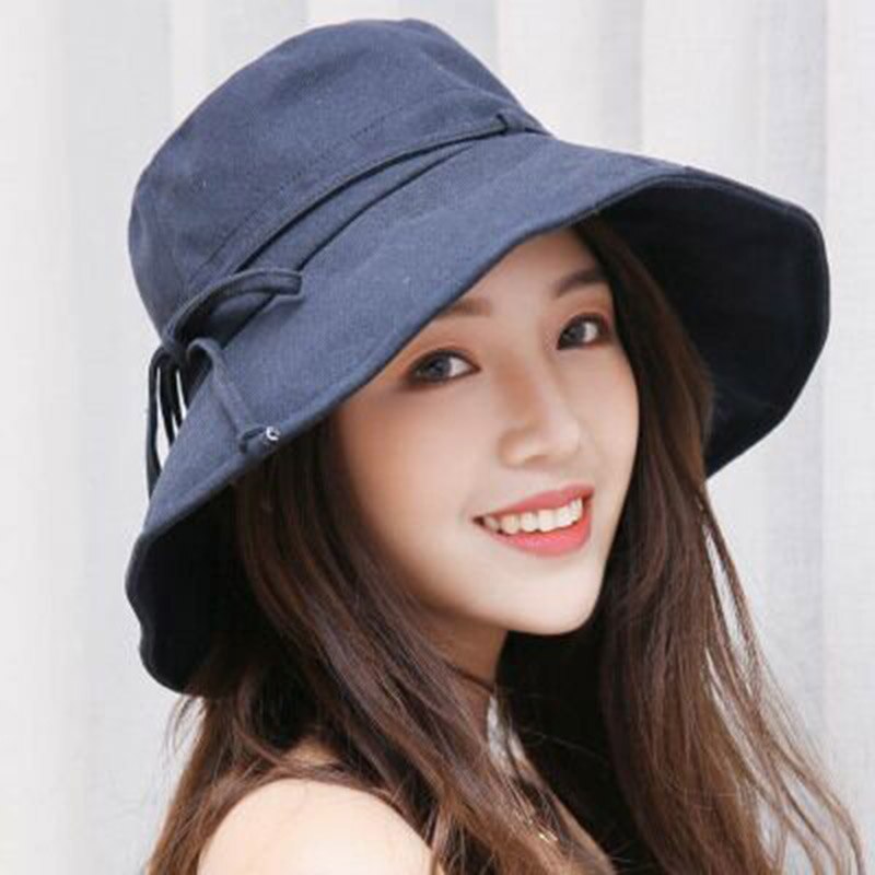cotton Beach Bow Hats For Women Hat Female Lady Bucket Hat hat summer woman Anti-UV Panama Summer Sun Cap Viseira