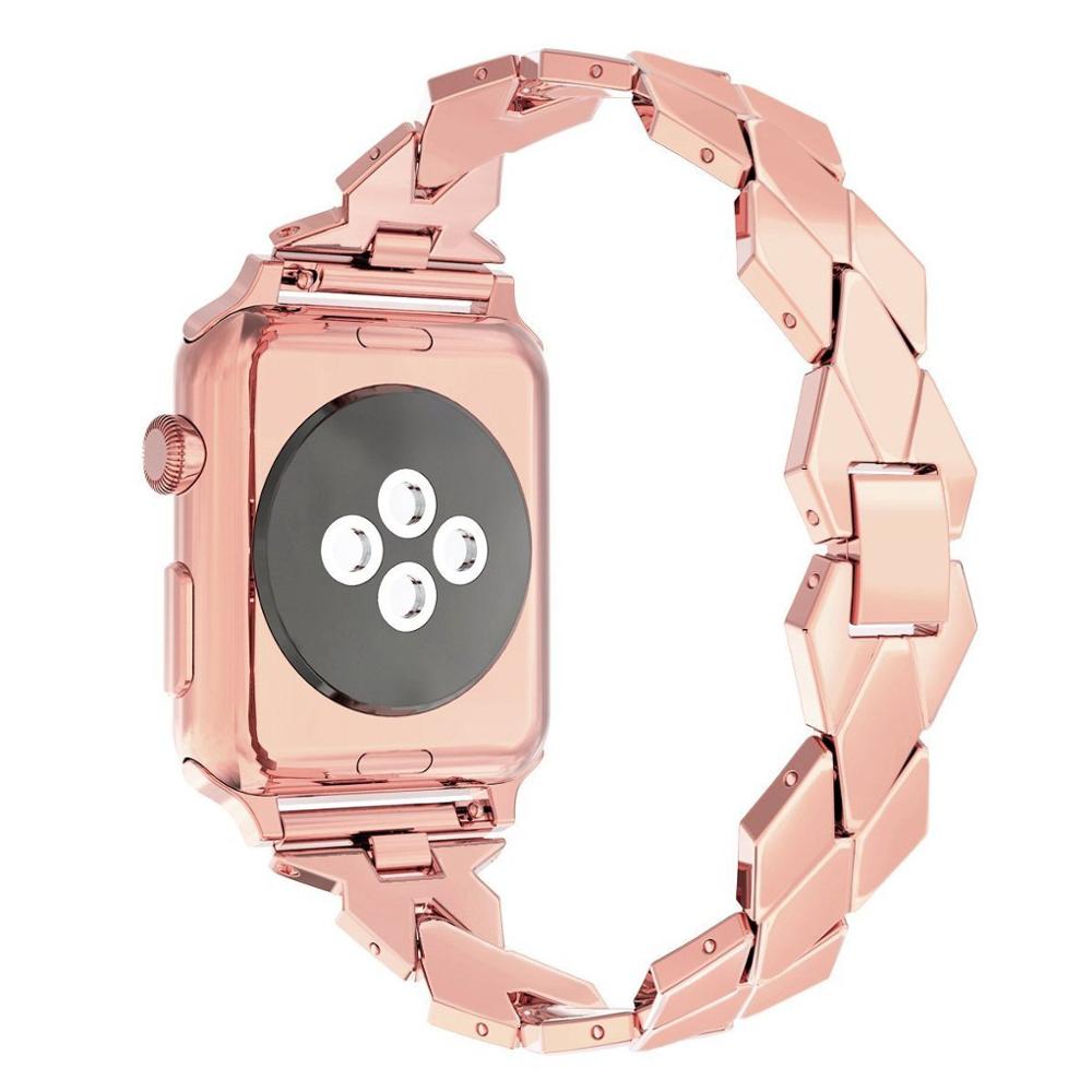 Bracelet en acier inoxydable pour Bracelet de montre pomme 38mm 42mm iWatch 4 bandes 44mm 40 mm Bracelet de ceinture en métal rhombique montre Apple 5 4 3 2 1