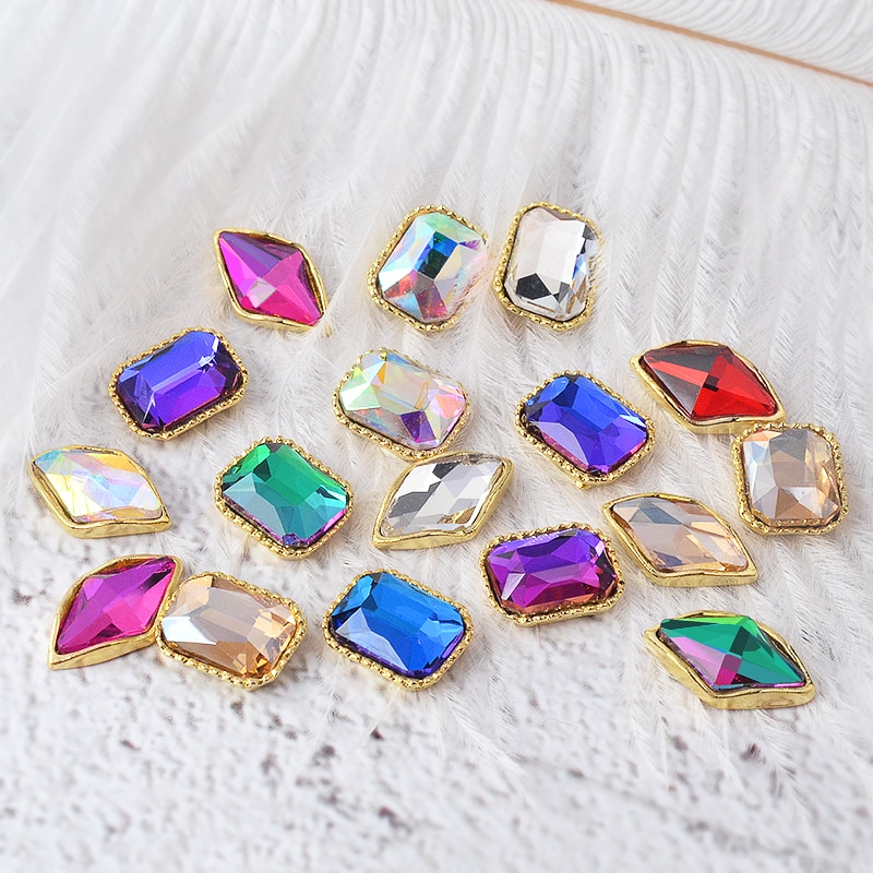 10 pièces breloque alliage Base 3D Nail Art strass décorations à dos plat brillant cristal bijoux diamants manucure accessoires