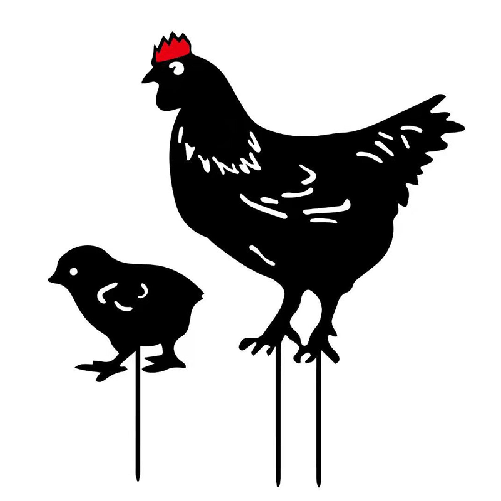 Easter Chicken Yard Art Garden Hen Chick Statues Set Backyard Lawn Stakes Hen Yard Decor Cock Statues Decoration Ornament: D-2