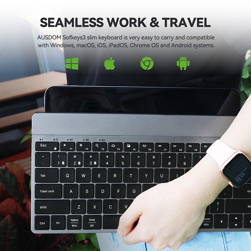 Bezprzewodowa klawiatura bezprzewodowa Bluetooth 5.1 z przesuwaną podstawką uniwersalna bezszumowa Mini przenośna klawiatura do tabletu iPad