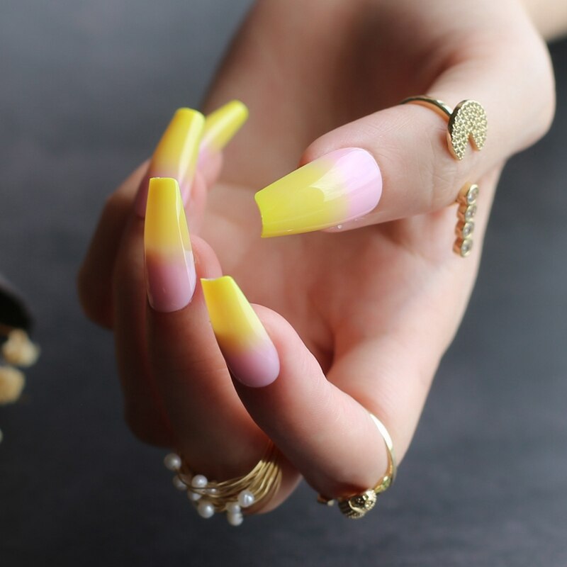 Faux-ongles en rose lavande, accessoire de manucure pour ballerine, longs et en fleurs: S-115