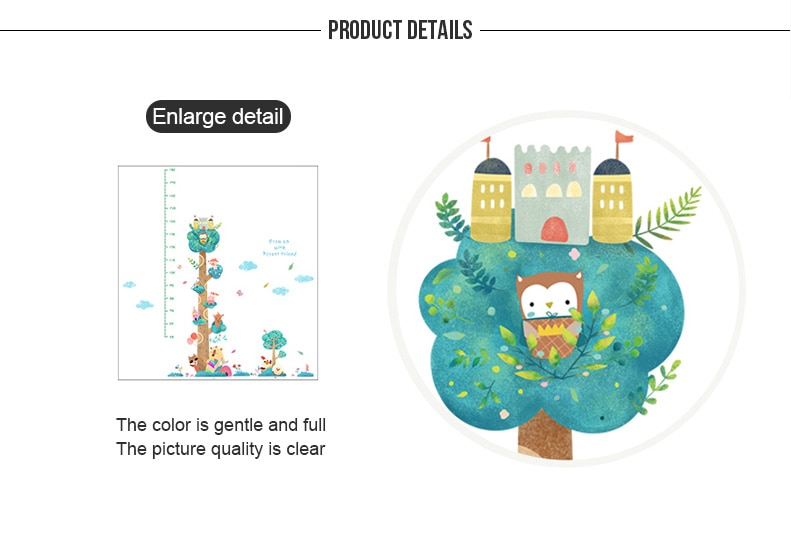 Forest Tree Height Measure Wall Stickers For Kids Rooms Animal Monkey Child Growth Chart Wall Decal Cartoon Baby Room Decoration