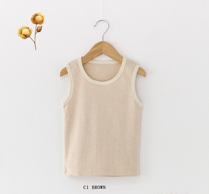 biologische katoen vest mix effen streep 0-24months baby bebes kids baby ondergoed baby hemd baby kids tanks: brown / 12m