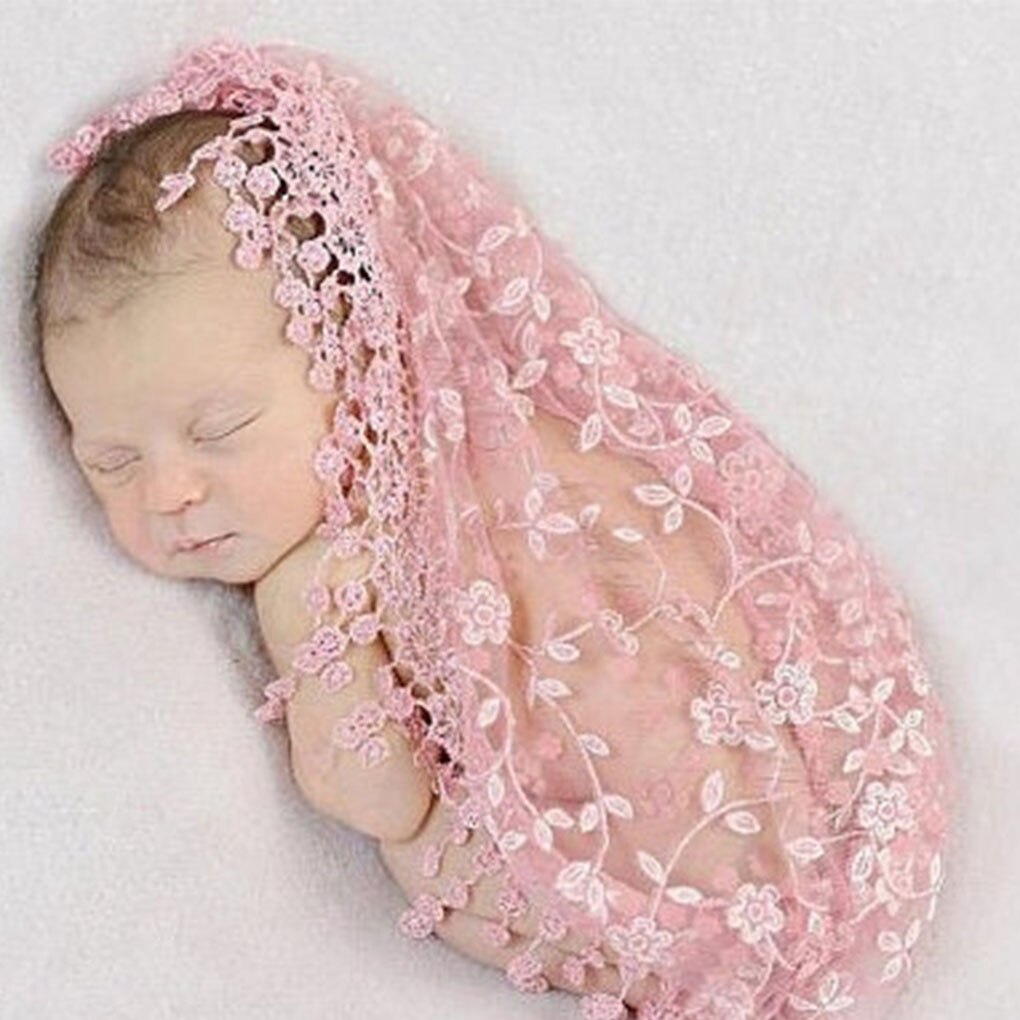Broderi blonder nyfødt fotografering rekvisitter baby foto rekvisitter omslag håndlavet blondetørklæde nyfødt fotografering tilbehør pige