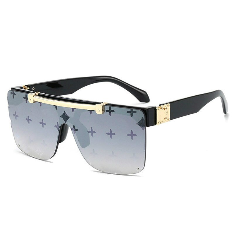 Luxe Zonnebril Vrouwen Unisex Flip Up Vierkante Steampun Mannen Zonnebril Mannelijke Shades Cool Paar Modellen: Black silver