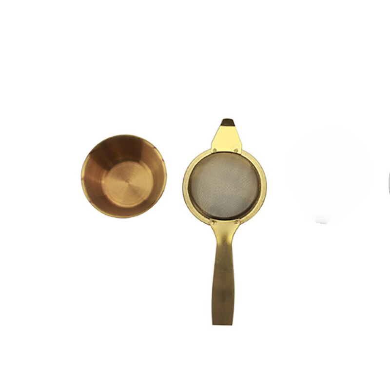 Herbruikbare Thee Filter Mesh Theezeefje Rvs Mesh Thee-ei Zeef + Losse Blad Druppelen Kom: golden