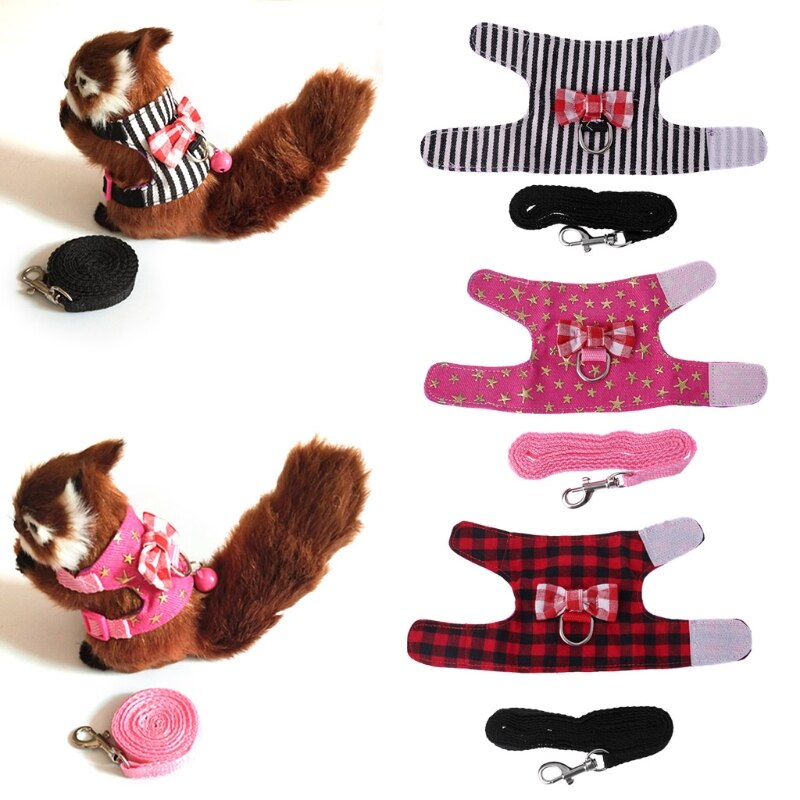 Small Pet Harness Vest Leash Set Ferret Guinea Pig Hamster Chest Strap Harness Adjustable soft harness