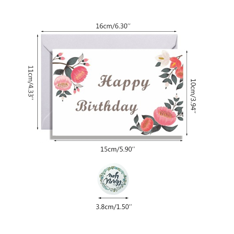 Minimalist Happy Birthday Card Set With Envelope And Sticker Simple Greeting Card Birthday