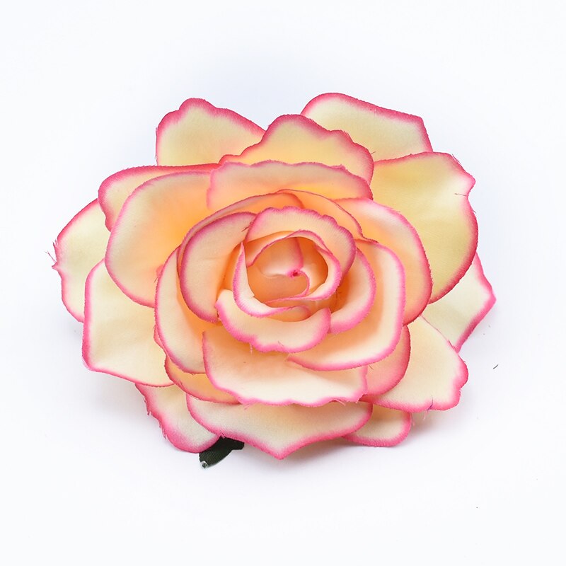 100pcs Artificial Flower Silk Rose Head Wedding bridal bouquet Brooch Wreaths Christmas Home garden Diy Decoration: XS / Silver