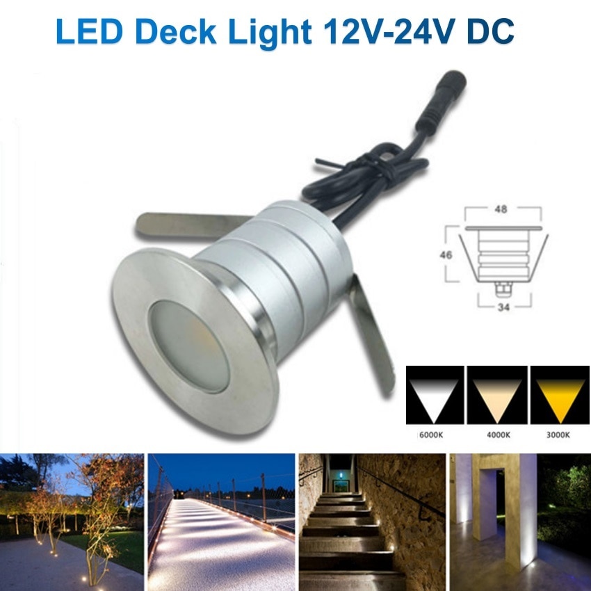 1 st. 3w led dekverlichting bootverlichting roestvrij staal buitenverlichting tuin terras dak overhang zand tuin waterdicht