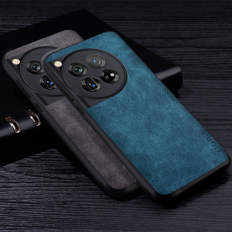Premium PU lederen telefoonhoes voor Oneplus 12 12R Krasbestendige effen kleur beschermhoes
