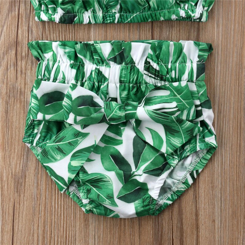 3 stuks peuter- en babymeisjesbadpak, badpak met bloemenbandjes, crop tops, shorts, hoofdband, strandset