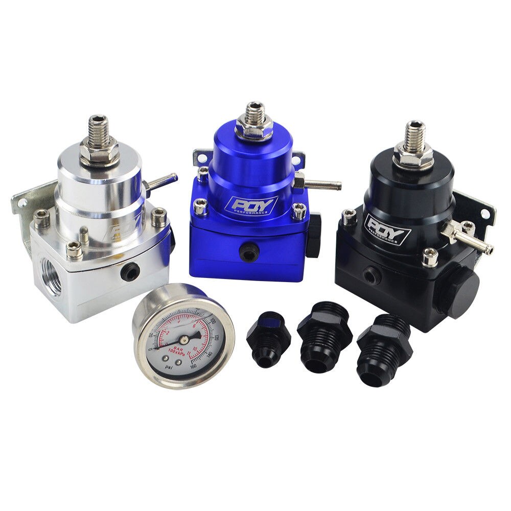 Adjustable Fuel Pressure Regulator w/ boost -8AN 8/8/6 Pressure Regulator Black
