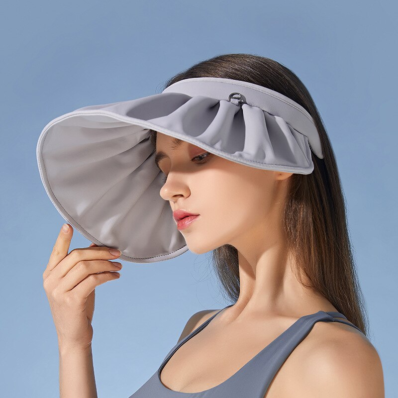 Sombrero plegable portátil para mujer, visera superior vacía, accesorios para el cabello, diadema de doble uso, para la playa, de verano: MZ48001-2