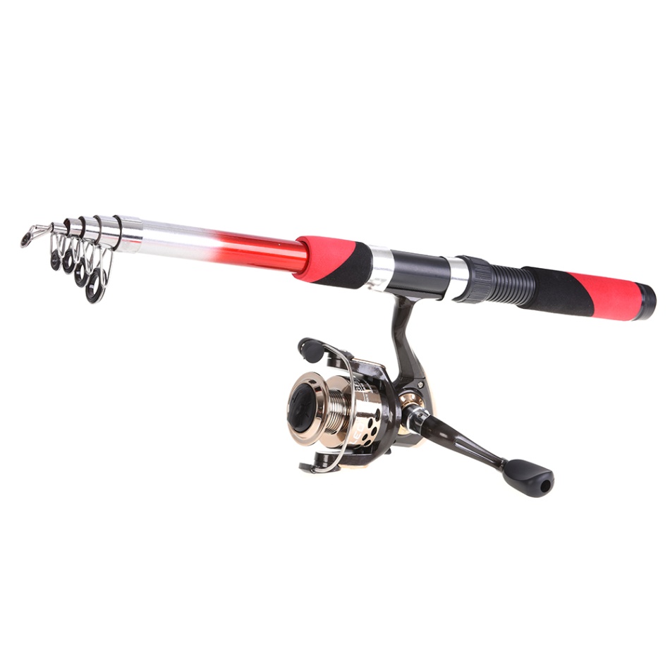 Lixada Fishing Tackle Set with Telescopic Fiberglass Fishing Rod Spinning Fishing Reel Fishing Baits Hooks Fishing Bag Combo Kit: Red / Bundle2