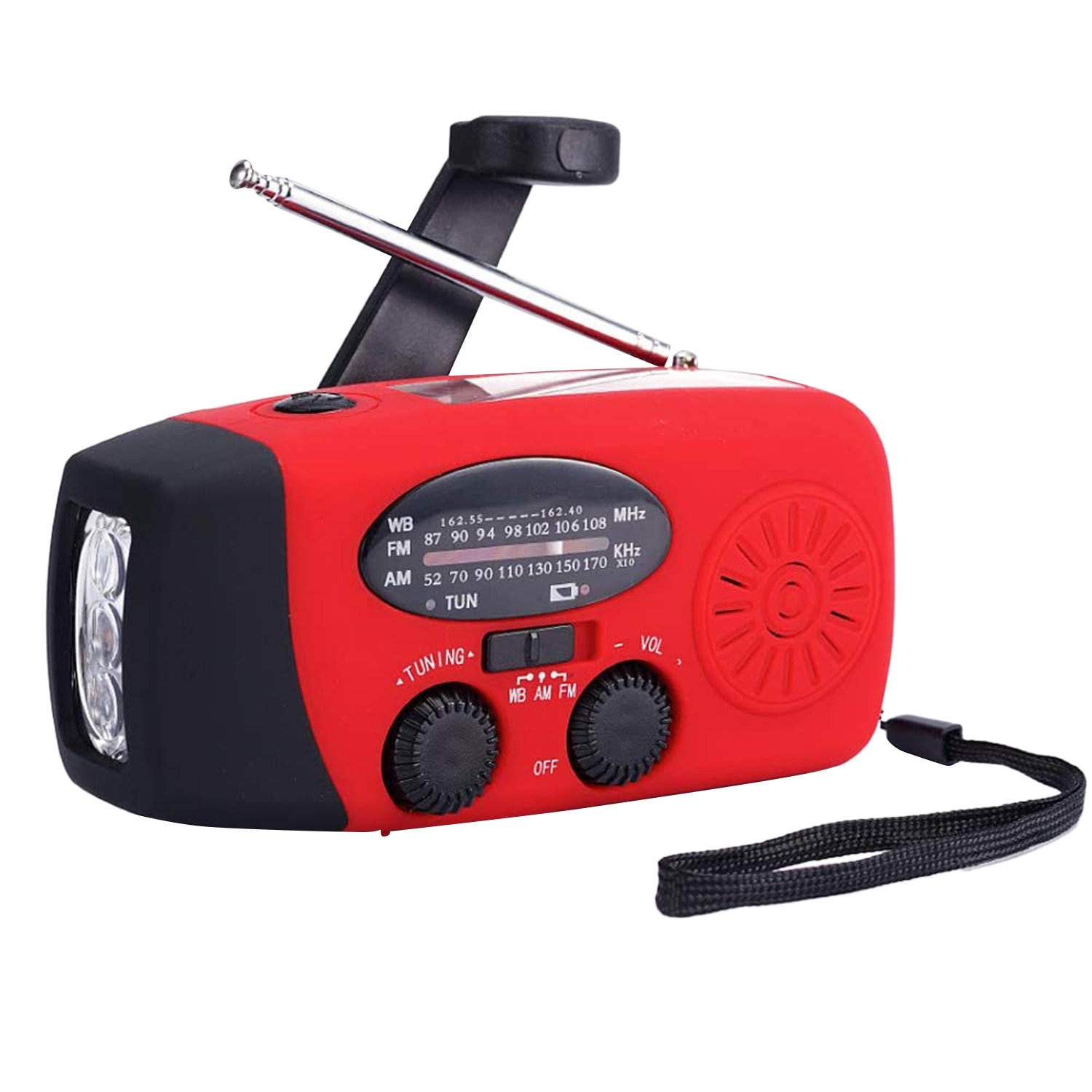 Solar Radio Emergency Radio AM/FM/WB Weather Radio Hand Crank Radio with 3 LED Flashlight 1000 MAh As a Phone Power Bank: Default Title