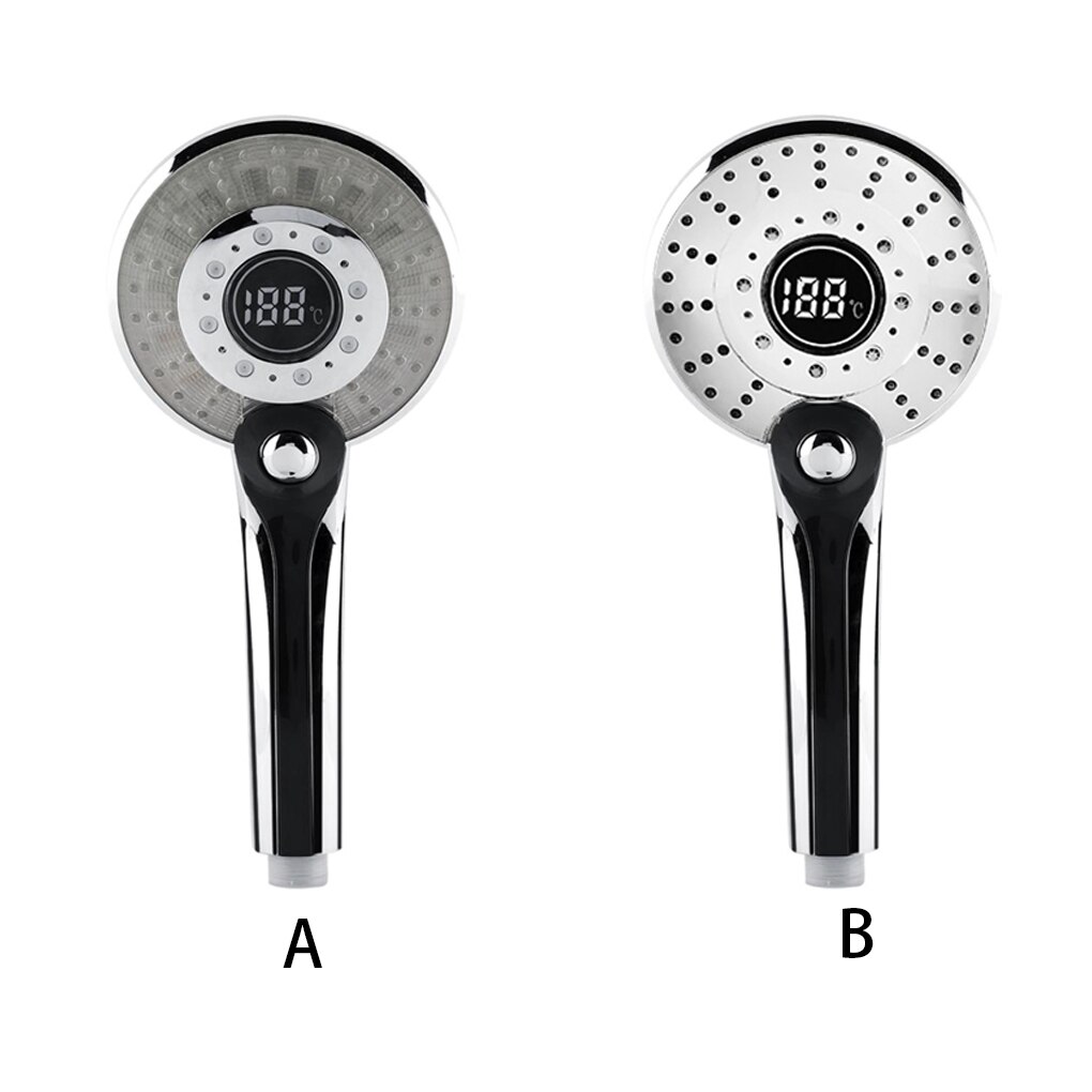 Recableght LED Digital Shower Head Handheld Spa Shower Head Temperature Control Bathroom High Pressure Water Saving Shower Head